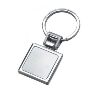 Portachiavi in Metallo Personalizzato a Forma Quadrata in Acciaio Inossidabile e Ottone con Foto Digitale Smaltata e Logo Personalizzato in Materiale Duro - Product Image 1
