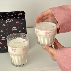 Taza de café de cristal con lazo rosa de viento de dibujos animados, taza de jugo de cerveza fría <span class=keywords><strong>para</strong></span> niña, taza de avena <span class=keywords><strong>para</strong></span> el desayuno en casa, regalo del Día de <span class=keywords><strong>San</strong></span> Valentín - Product Image 3
