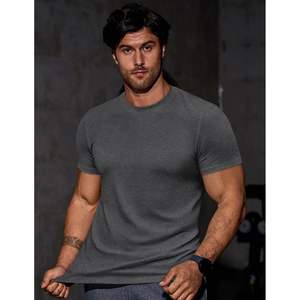 2025 hommes coton/bambou Fiber été Muscle mince ajusté col rond palangre t-shirts à manches courtes Gym entraînement T-Shirt - Product Image 4