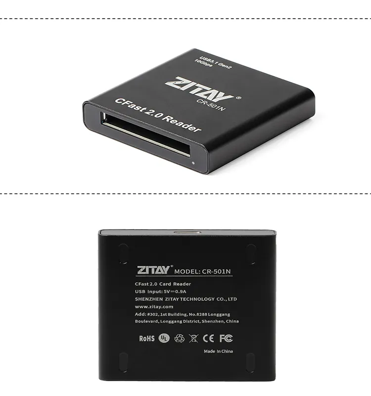 קורא כרטיסים ZITAY CFast, USB 3.1 Gen2 USB C CFast 2.0 קורא כרטיסים מתאם כרטיס זיכרון תואם עבור ZCAM RED Komodo URSA