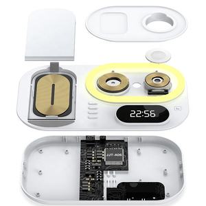 Réveil numérique avec veilleuse LED RGB, lumière d'ambiance, affichage lumineux, support de charge magnétique pliable et portable - Product Image 4