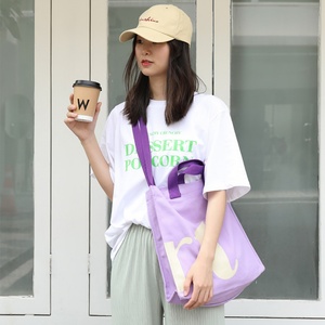 กระเป๋าโท้ทฤดูใบไม้ผลิและฤดูร้อน กระเป๋าช้อปปิ้งปักลายทำมือใหม่ กระเป๋าผ้าแคนวาสสะพายไหล่ใบใหญ่สไตล์ศิลปะ - Product Image 3