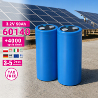 Cellule de batterie cylindrique LiFePO4 de qualité A 3.2V 50Ah 20Ah 15Ah 60140, cycle profond, au phosphate de fer et de lithium pour stockage solaire et projets DIY
