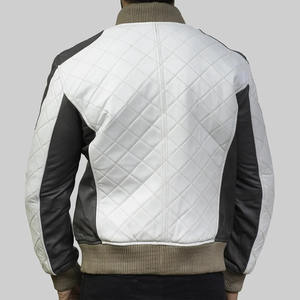 Chaqueta Bomber Acolchada Clásica Benjamin – Chaqueta Acolchada de Cuero Genuino para Hombre con Puños de Punto Acanalado y Múltiples Bolsillos - Product Image 3