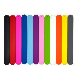 Custom Logo Diy Design Reflective Waterproof Screen Printed Snap Silicone <b>Slap</b> <b>Bracelets</b> for Promotional Gifts - Product Image 1