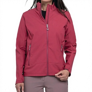 Women's Eco-Friendly Waterproof Softshell Jacket Solid Pattern Front Logo Lightweight Windproof Full Zip Outdoor Running <b>Stand</b> - Product Image 5