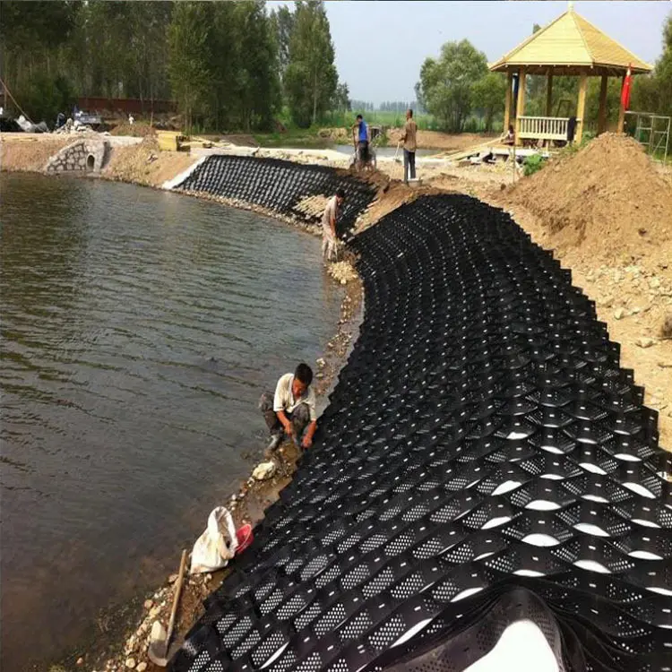 Geocell gravel stabilizer honeycomb HDPE geocell for road construction slope protection retaining wall and embankment walls