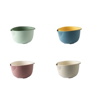 ชุดกระชอนกรองสองชิ้นแบบวงกลม พับได้ ทำจากซิลิโคน สำหรับล้างผักผลไม้ - Product Image 1