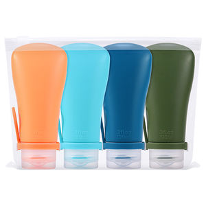 Juego de Botellas Dispensadoras de Viaje de Silicona Reutilizables a Prueba de Fugas para Champú y Loción, Accesorios de Viaje Ecológicos - Product Image 1