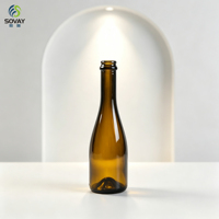 375ml Bruine Glazen Wijnfles, 244mm Hoog, 73mm Bodem, Lege Amberkleurige Glazen Fles voor Mousserende Wijn en Wijnverpakkingen