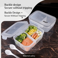 Boîte à lunch en plastique à trois étages, simple, compartimentée, étanche, sans BPA, compatible micro-ondes, avec compartiment scellé, récipient de stockage alimentaire