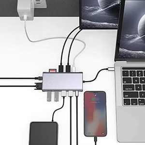 12-in-1 USB-C Hub aus Aluminiumlegierung, Laptop-Dockingstation mit <span class=keywords><strong>Dual</strong></span>-Monitor-Unterstützung, <span class=keywords><strong>Dual</strong></span>-Port-Display-Dock mit Mini-Portables-Design, auf Lager - Product Image 2