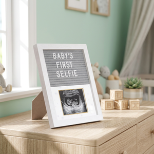 Cadre photo bébé en bois blanc moderne, durable et écologique, taille personnalisée, en MDF avec feutre gris et impression UV, pour table, vente en gros - Product Image 4