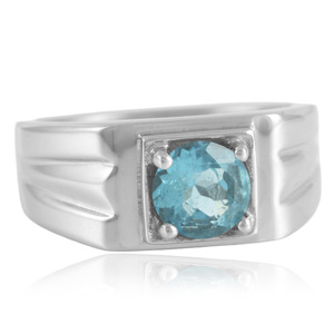 Women's Geometric Blue Gemstone Ring Prong Setting Stainless Steel Fashion Jewelry Gift - Product Image 1
