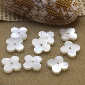 Fait à la main en gros naturel <span class=keywords><strong>blanc</strong></span> nacre coquille trèfle pour bijoux Bracelet collier bricolage - Product Image 2