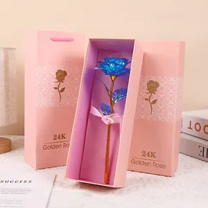 ดอกกุหลาบเคลือบทองคำ 24k ดีไซน์หรูหรา ดอกไม้ประดิษฐ์แบบแผ่นเดียว บรรจุในกล่องของขวัญ เหมาะสำหรับเทศกาลอีสเตอร์ ปีใหม่ วันแม่ วันครู - Product Image 2