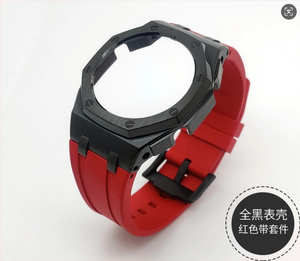 Super Offre : Kit de Modification <span class=keywords><strong>GM</strong></span> <span class=keywords><strong>2100</strong></span> pour Montre GA2100 – Bracelet en Caoutchouc Fluororubber Bleu et Boîtier en Acier Inoxydable Noir - Product Image 6