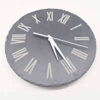 Horloge murale en pierre d'aronde noire naturelle avec gravure Laser pour la décoration de la maison