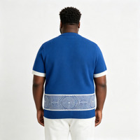 Pull-over décontracté à manches courtes pour homme, nouveau design printemps, en viscose bleue, jacquard géométrique respirant, OEM