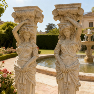 Estatua Decorativa de Piedra Blanca Tallada a Mano, Diseño de <span class=keywords><strong>Pilar</strong></span> para <span class=keywords><strong>Casa</strong></span> - Product Image 1