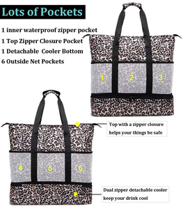 Sac de plage pour femme, imperméable et anti-sable, avec compartiment isotherme zippé, grands sacs fourre-tout pour la piscine, les voyages et le quotidien - Product Image 4