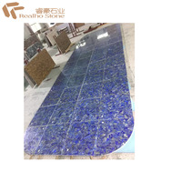 Luxe Lapis Lazuli Semi-Gemme Marbre Bleu Marbre Carreaux de Sol Comptoir Dessus de Table Dessus de Vanité Island Bar Top