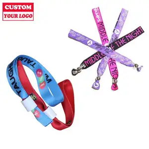 Promotional Gift Polyester Ribbon Custom Fabric Wristband Any Color To Choose Long Tail Bracelet