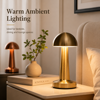 Lampe de nuit LED minimaliste moderne sans fil rechargeable à intensité variable tactile, lampe de bureau/table portable, design dôme, batterie 5V européenne