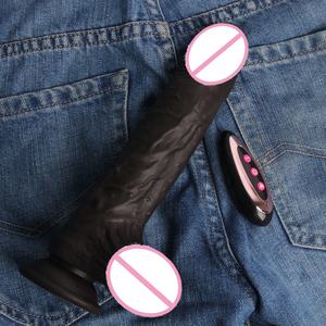 Remote Control Black Thrusting Real Silicone Dildo Vibrator untuk Wanita Telescopic Penis Female Vagina Masturbator Sex Toys - Product Image 1