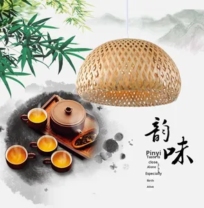 Handmade hiện đại lớn tre Chụp đèn mây nhà hàng cổ điển trần ánh sáng mặt dây chuyền khách sạn trang trí treo đèn chùm E26 - Product Image 3