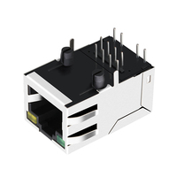 Conector RJ45 Magnético Integrado Ethernet Blindado EMI de 1 Puerto 10/100Base-T Compatible con Belfuse SI-50154-F con LED