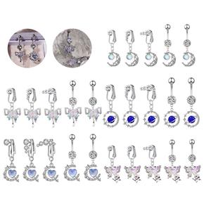 Mariposa Luna planeta colgando ombligo anillos CZ Clip <span class=keywords><strong>en</strong></span> pendiente no Piercing y acero inoxidable Piercing vientre Piercing joyería - Product Image 1