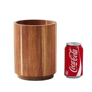 Acacia <b>Wood</b> Utensil Storage Cylinder Open Top With Compartments Kitchen <b>Tool</b> Organizer Desktop Storage <b>Box</b> - Product Image 5