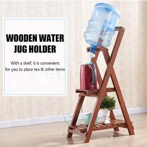 Support multifonctionnel pour bidon d'eau en bambou Moso à 2 niveaux, support en bois massif pour le rangement des bidons d'eau, support de distributeur d'eau robuste - Product Image 3