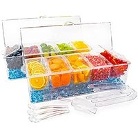 Serveur de condiments réfrigérés 4 bacs/5 bacs, plateau de garniture transparent avec couvercle pour bar