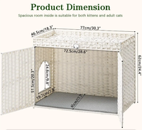 Enclos et maison pour chat en rotin tressé à la main avec design dissimulé et 2 crochets en S pour salon et chambre