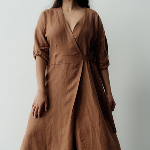 <span class=keywords><strong>Robe</strong></span> en lin grande taille pour femmes <span class=keywords><strong>Robe</strong></span> portefeuille <span class=keywords><strong>longue</strong></span> décontractée pour femmes, col en V, manches courtes, robes longues pour femmes - Product Image 1