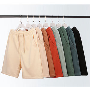 Shorts de <span class=keywords><strong>sport</strong></span> amples en coton épais pour hommes avec cordon de serrage à la taille, grande taille, couleur unie, tissu 380g, vêtements de <span class=keywords><strong>sport</strong></span> d'été – Vente en gros - Product Image 3