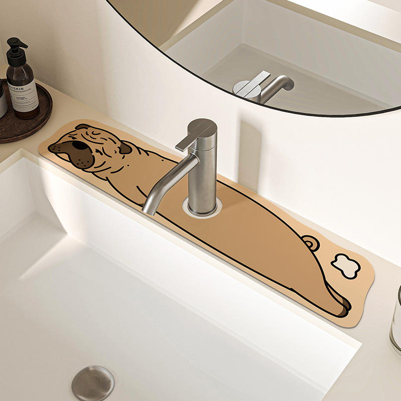 แผ่นรองก๊อกน้ำ ทรงยาว ลายปั๊ก