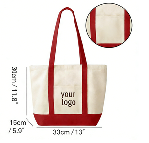 Bolsa de Compras de Lona Reciclable Personalizada, Bolsa de Lona de Algodón con Estampado Personalizado, con Bolsillo y Cremallera - Product Image 1