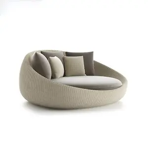 Modern Sisi Kolam Renang Furnitur Lainnya Pemasok Foshan Mewah Luar Ruangan Kursi Cinta Sofa Rotan Kursi Berjemur Bulat