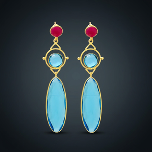 Pendientes Colgantes de Plata Hechos a Mano con Piedras Preciosas, Bañados en Oro, Estilo Étnico Bohemio, para Fiesta de Compromiso, Pendientes de Moda - Product Image 3
