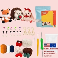 Dikiş dokuma oyuncaklar DIY tığ kiti hayvan tilki kirpi Bunny Combo Amigurumi tığ hayvanlar için bebek seti örgü zanaat