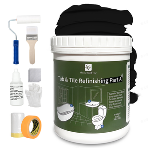 Kit <span class=keywords><strong>de</strong></span> <span class=keywords><strong>Pintura</strong></span> <span class=keywords><strong>para</strong></span> Renovación <span class=keywords><strong>de</strong></span> Cerámica Negra (35oz) <span class=keywords><strong>para</strong></span> Lavabos, Inodoros, Bañeras, Paredes, Cubre Aproximadamente 6-8 Superficies ㎡ - Product Image 1