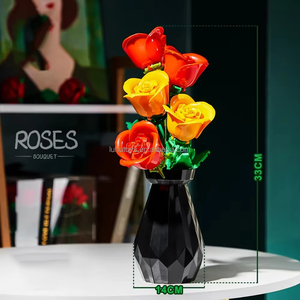 Rosa tulipanes flor modelo bloques de construcción conjunto 3D ramo ladrillos DIY niños juguetes decoración del hogar adultos para niñas regalos del día de vacaciones - Product Image 5