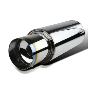 Universale in acciaio inox lucidato a specchio taglio dritto 2.5 "ingresso/4.0" uscita punta bruciata risonatore silenziatore di scarico per auto