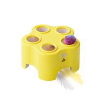 Jouet interactif électrique Whack-a-Mole à cinq plumes rotatives pour chats multiples - Divertissement incontournable