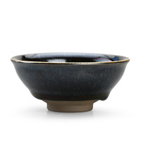 Tasse à thé Kung Fu individuelle en céramique, motif ciel étoilé en obsidienne, soie dorée, paon bleu, lapin maître, incrustations argentées, fait main, modèle Curium Nail