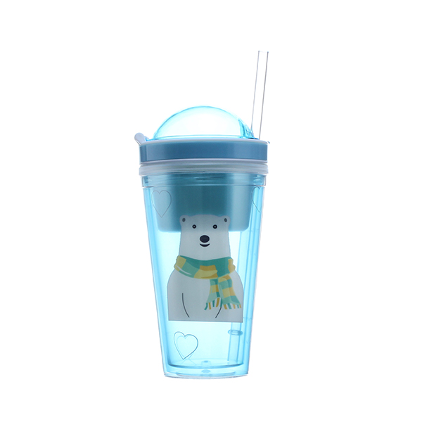 16 унций BPA- free пищевая двухслойная пластиковая соломенная чашка стакан для закусок для детей