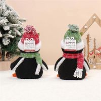 Ensemble de poupées pingouins en peluche lumineuses à LED, 23 cm, peluche douce, décoration d'hiver pour les fêtes de Noël, décoration d'hiver, cadeau de Noël/cadeau pour enfants